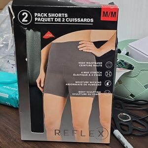 Reflex Size M Olive and Black 2 Pack of High Waisted Athletic Shorts